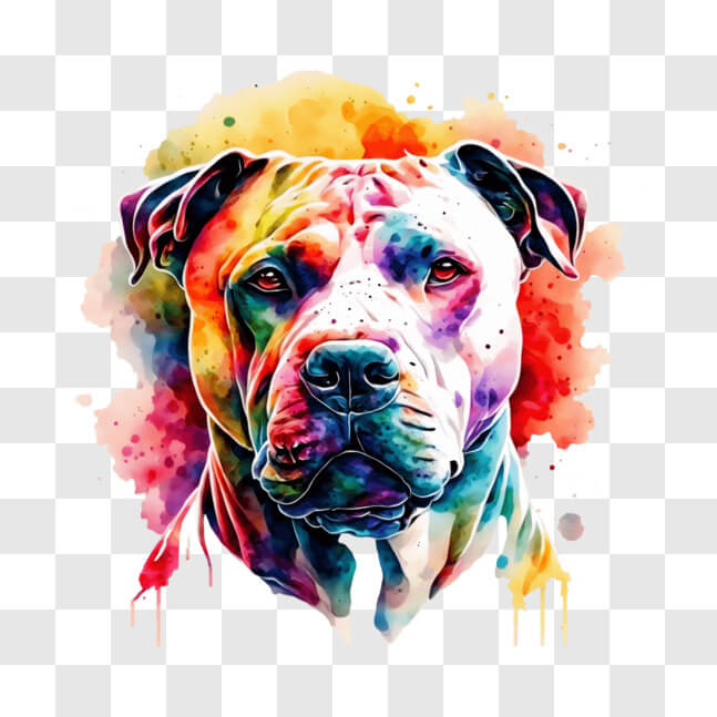 Download Colorful Pit Bull Dog - Digital Art by Daniel McCarthy PNG ...