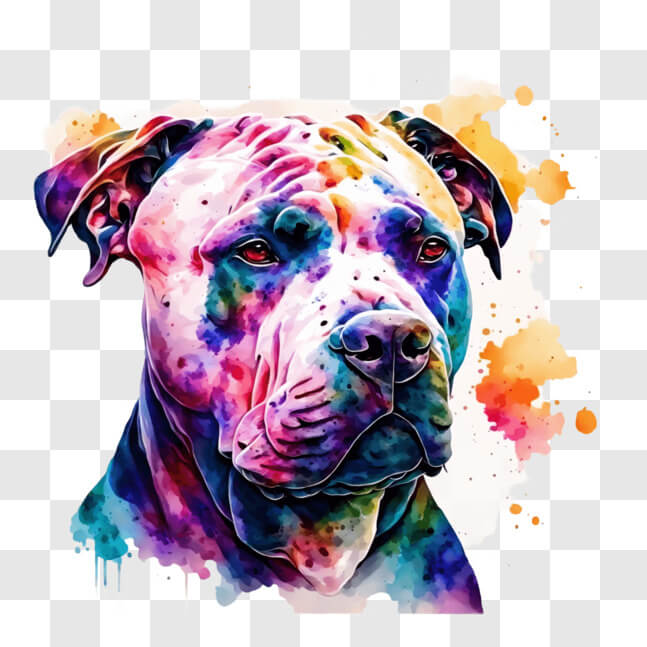Download Colorful Pit Bull Dog Painting Wall Art, Phone Cases, and