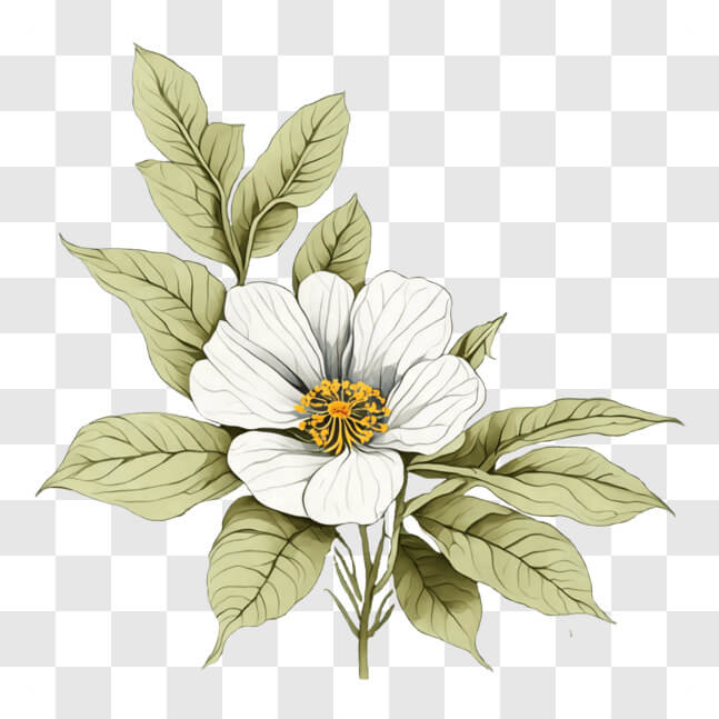 Download Beautiful White Flower with Green Leaves for Decorative ...