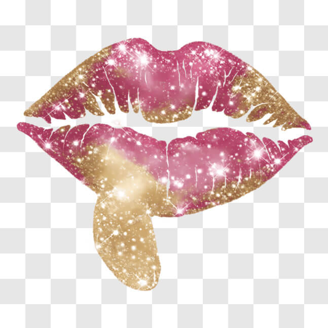 Download Pink and Gold Lips with Glitter Beauty and Fashion