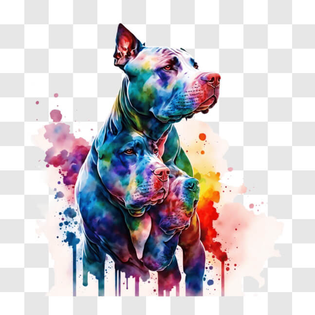 Download Colorful Pit Bull Dogs Painting Abstract Wall Art PNG Online