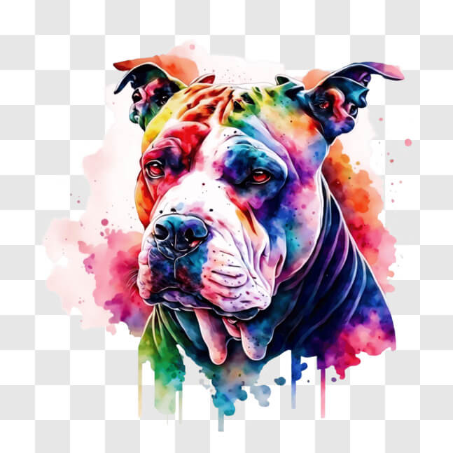 Download Colorful Pit Bull Dog Painting for Dog Lovers PNG Online ...