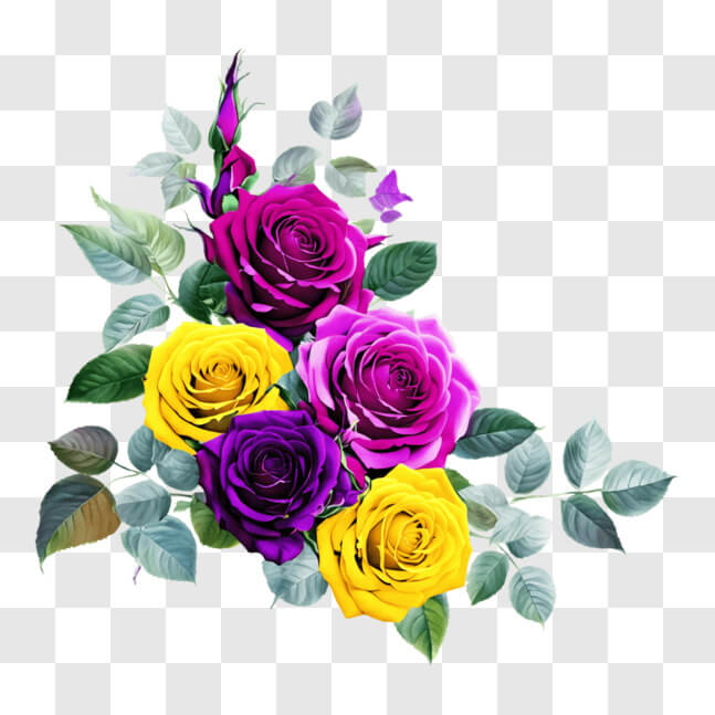 Download Colorful Bouquet of Roses on Black Background PNGs Online ...