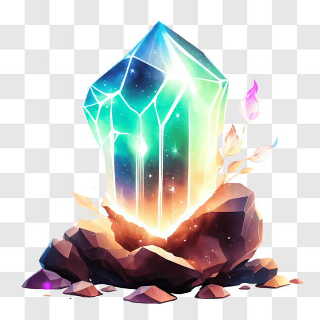 Download Colorful Crystal Artwork on Rocks and Flowers PNGs Online ...