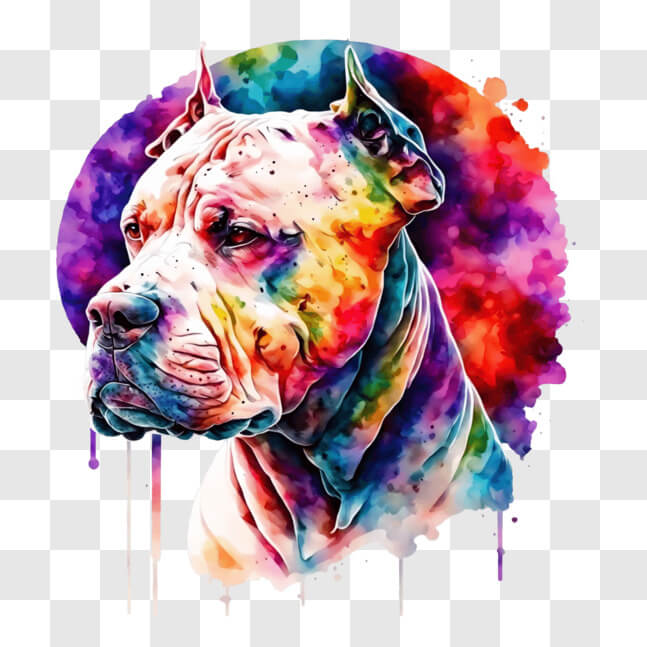 Download Colorful Dog Head Painting with Watercolor Splatters PNG ...