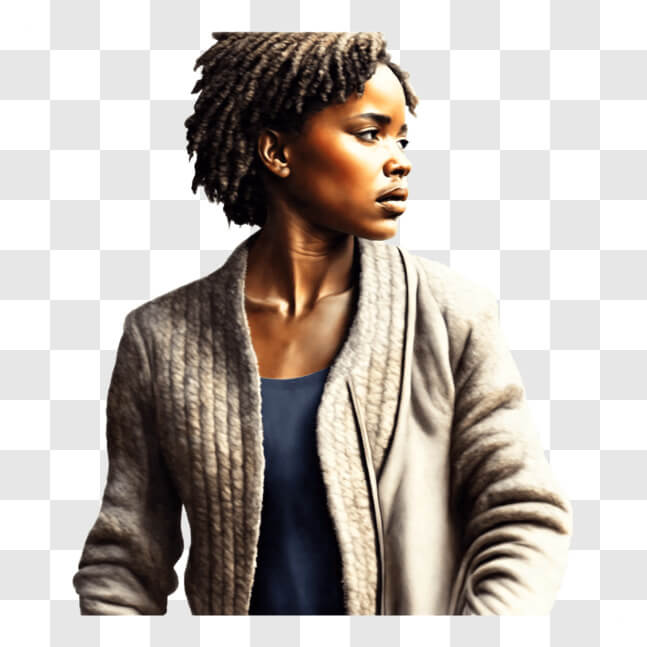Download Black Woman with Dreadlocks Standing Outdoors PNGs Online ...