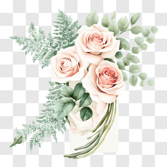 Download Bouquet of Pink Roses in Empty Vase PNGs Online - Creative Fabrica