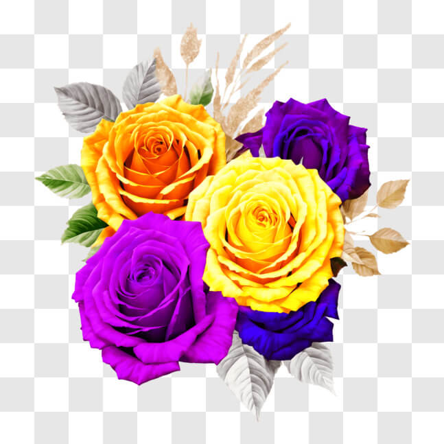 Download Colorful Upside-down Triangle Bouquet of Roses PNG Online ...