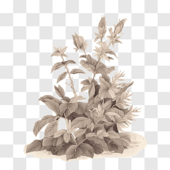 Download Black and White Plant Arrangement Illustration PNG Online ...