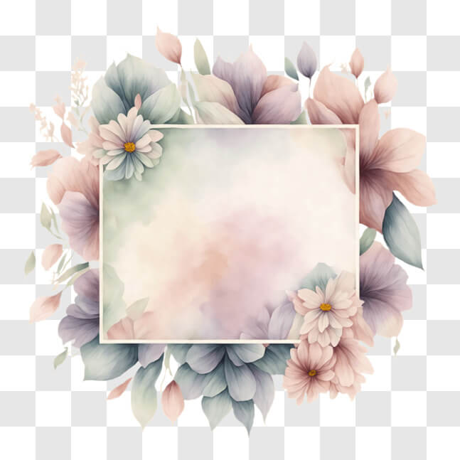 Download Watercolor Floral Frame with Pink, Purple, and White Flowers ...