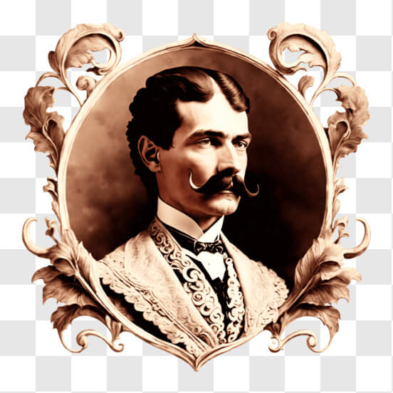 Download Vintage Portrait of a Man with Long Hair and Mustache PNGs ...