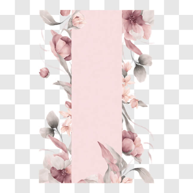 Download Pink Floral Border with White Flowers on Black Background PNGs ...