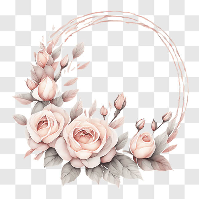 Download Floral wreath with pink roses and green leaves for home decor ...