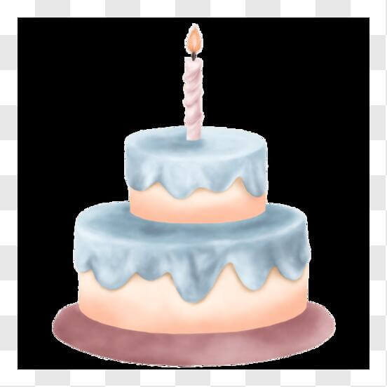 Download Two-Tiered Birthday Cake with Pink and Brown Decorations PNG