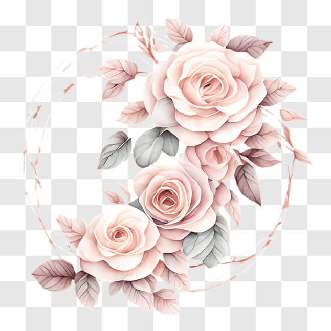 Download Circular arrangement of pink roses and green leaves PNGs ...
