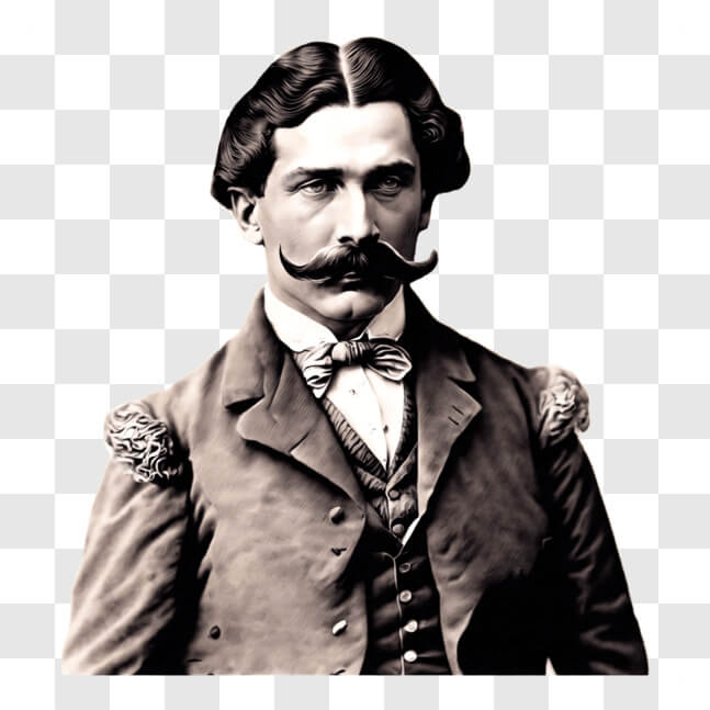 Download Vintage Portrait of a Man with an Elaborate Mustache and ...