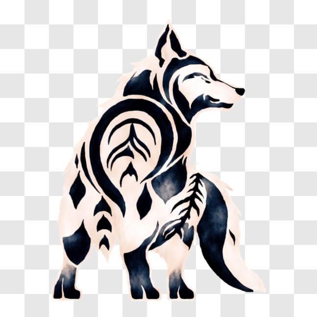 Download Black and White Wolf with Tribal Designs PNGs Online ...