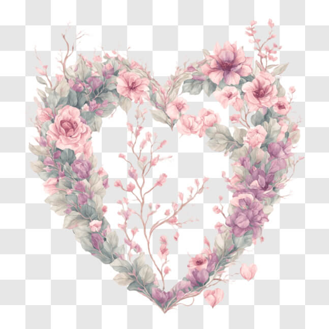 Download Heart-shaped Floral Arrangement with Pink Flowers and Green ...