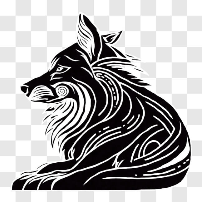 Download Black and White Wolf with Tribal Designs PNGs Online ...