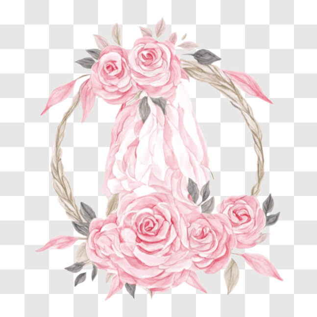 Pink Roses Femininity Download Pink Rose Heart Wreath - Symbol of Love and Femininity PNG ...