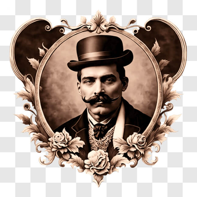 Download Vintage Portrait of a Man with a Mustache PNGs Online ...