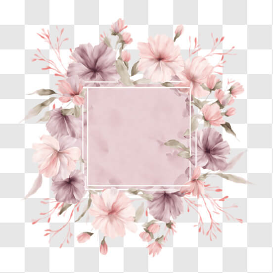 Pink Flower Border White Transparent, Pink Flower Borders, Flower