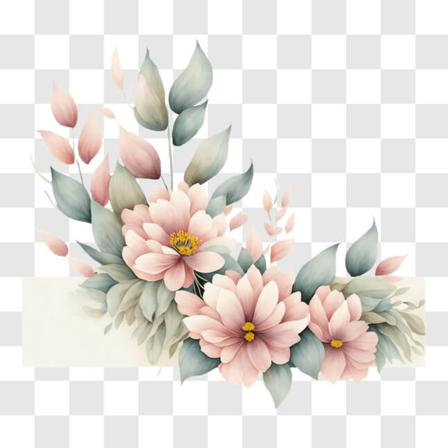 Download Floral Arrangement with Pink Flowers and Green Leaves PNGs ...