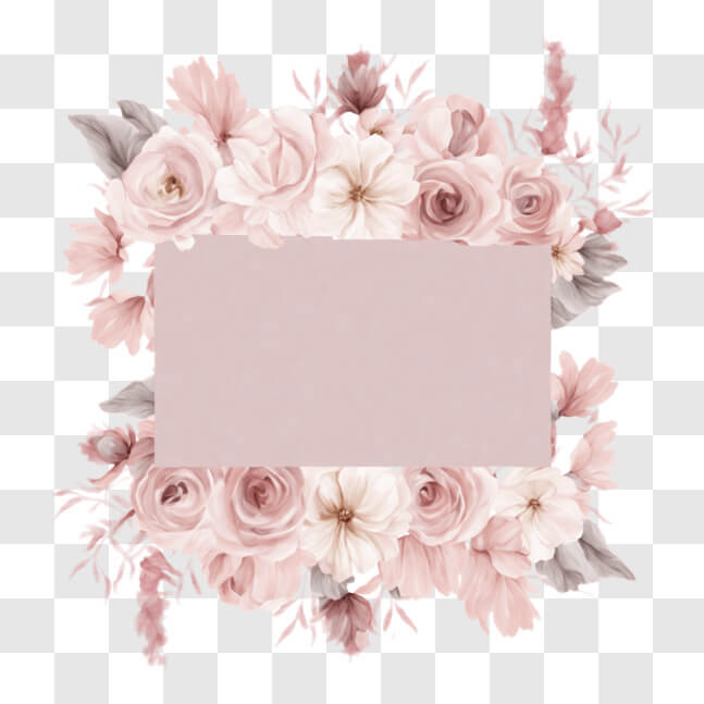 Download Pink Floral Frame with White Roses and Green Leaves PNGs ...