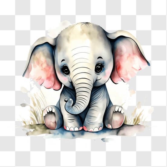 Baby Elephant Art Cute Baby Elephant Sitting on a Log Animals Transparent  Background PNG, Nursery Digital Instant Download, Digital Art -  Canada