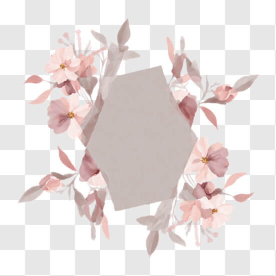White Hexagonal Frame with Pink Flowers and Leaves Cartoons White Hexagonal Frame with Pink Flowers and Leaves Cartoons thumbnail