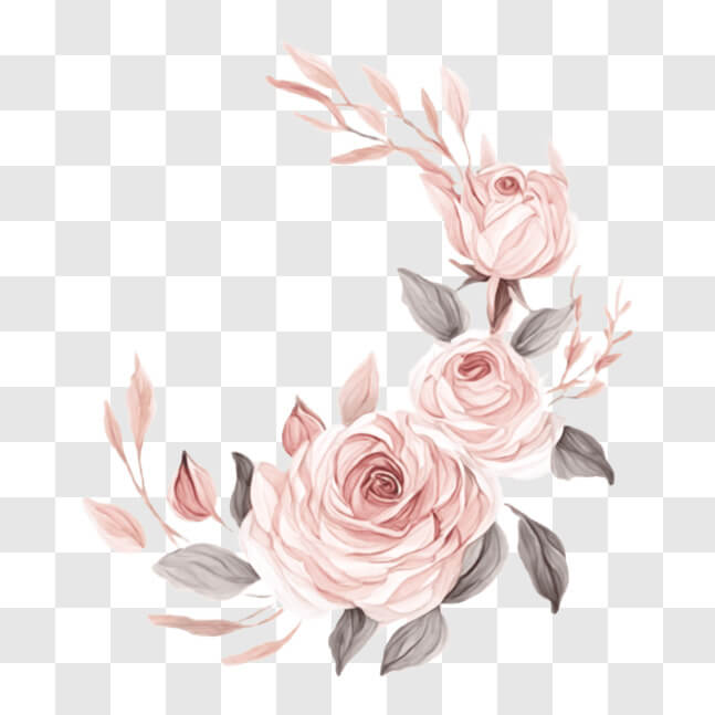 Download Upside-down Crescent Pink Rose Wreath Decoration PNG Online ...