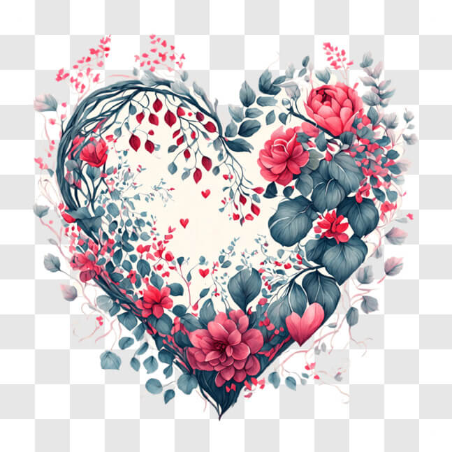 Download Heart-shaped Floral Arrangement with Pink Flowers and Green ...