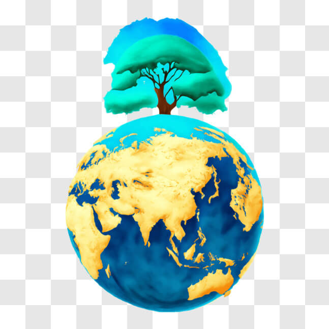Download Green Tree Growing on Top of the Globe PNGs Online - Creative ...