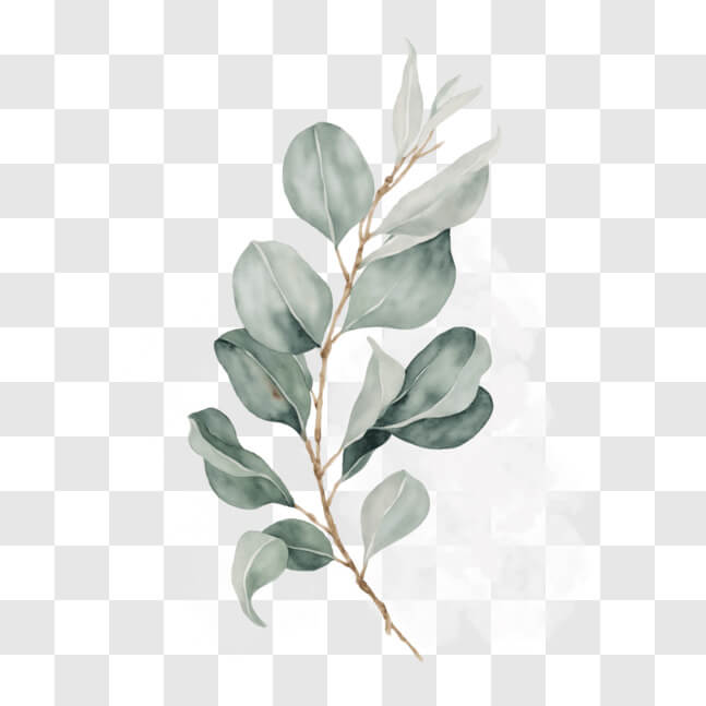 Download Eucalyptus Tree Branch Watercolor Painting PNG Online ...