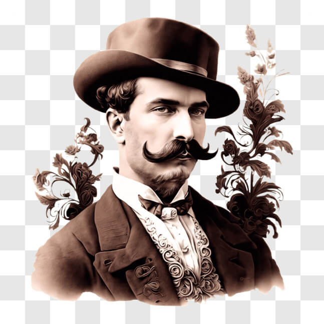 Download Black and White Photo of an Old-Fashioned Man with Mustache ...