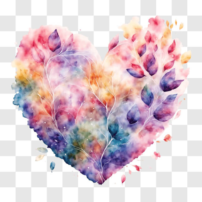 Download Heart-Shaped Watercolor Painting with Colorful Flowers and ...