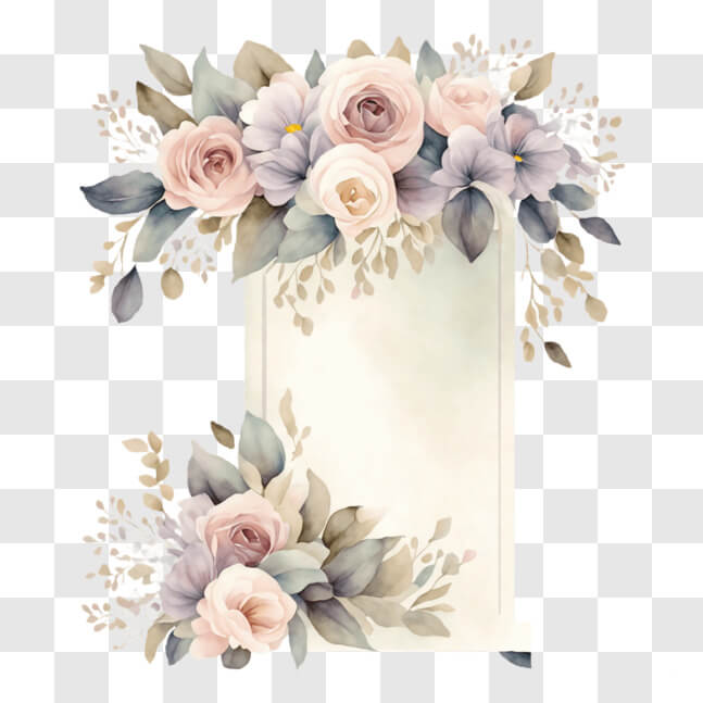 Download Floral Frame with Pink Roses and Green Leaves PNGs Online ...