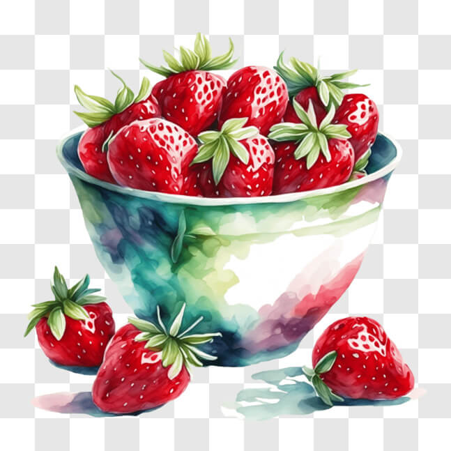 Download Vibrant Watercolor Strawberries in a Bowl PNGs Online ...
