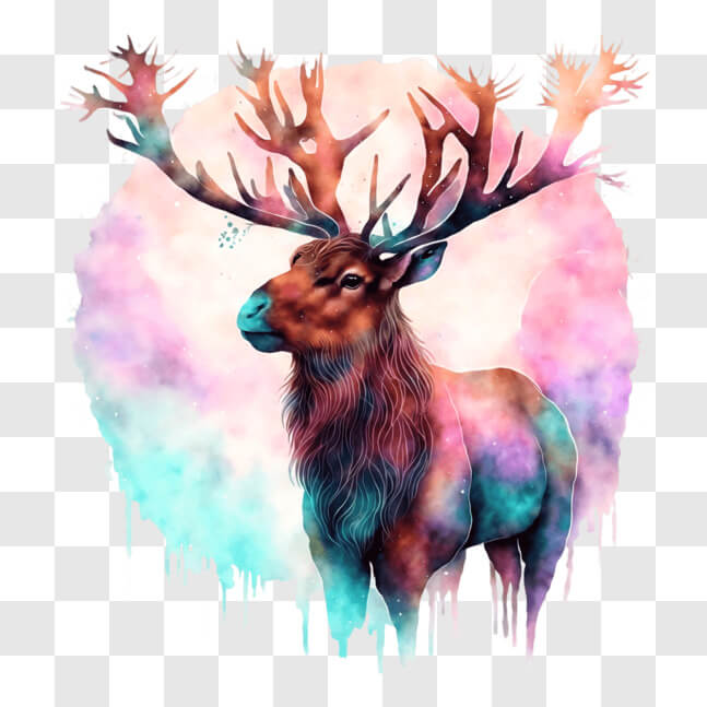 Download Colorful Elk Standing on a Vibrant Background PNGs Online ...