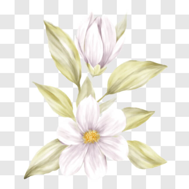 Download White Flower with Green Leaves - Beauty of Magnolias PNGs ...