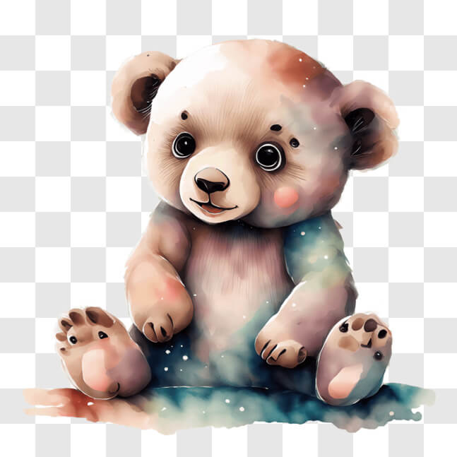 Download Watercolor Teddy Bear Sitting on the Ground PNGs Online ...