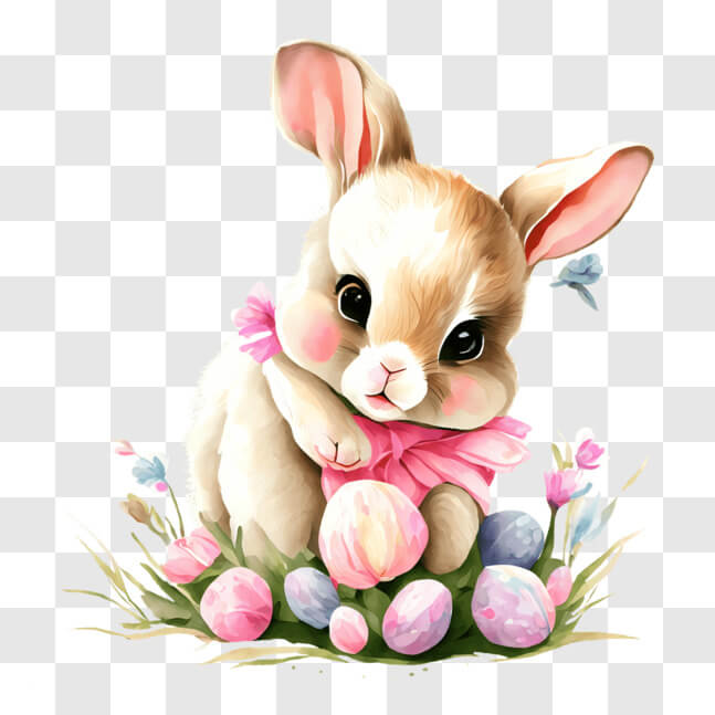 Download Adorable Easter Bunny Rabbit Decoration PNG Online - Creative ...