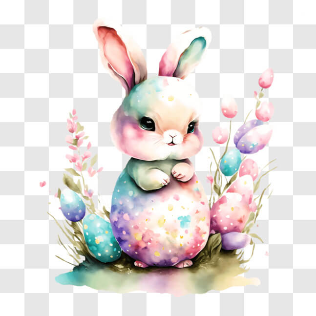 Download Watercolor Bunny in the Grass - Easter Card and Wall Art PNG ...