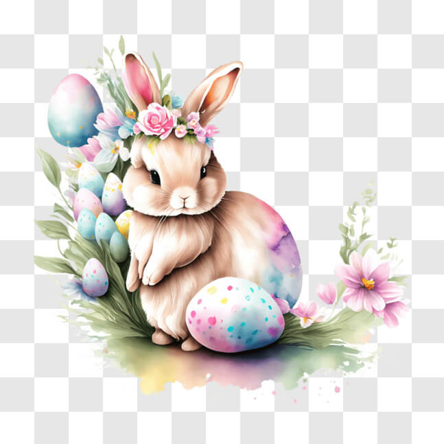 Download Adorable Easter Bunny Rabbit in a Spring Garden PNG Online ...