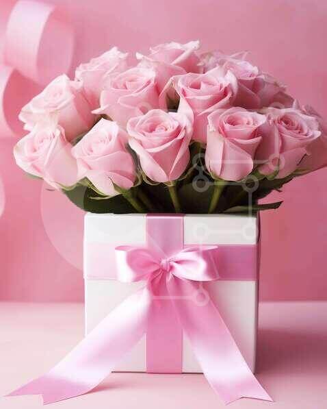 Pink Roses in a Box - Beautiful Gift for Someone Special stock photo ...
