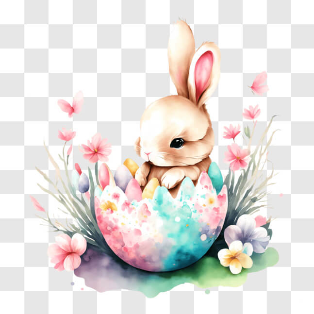 Download Easter Bunny in a Floral Wonderland PNG Online - Creative Fabrica