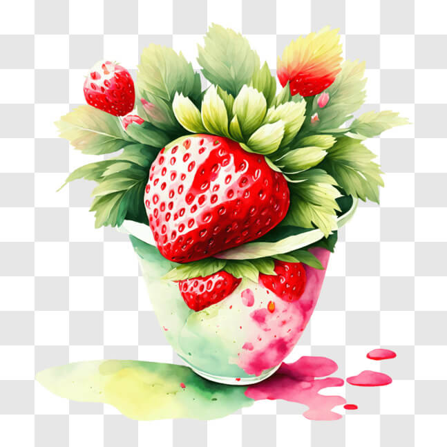 Download Beautiful Cup Filled with Fresh Strawberries and Paint ...