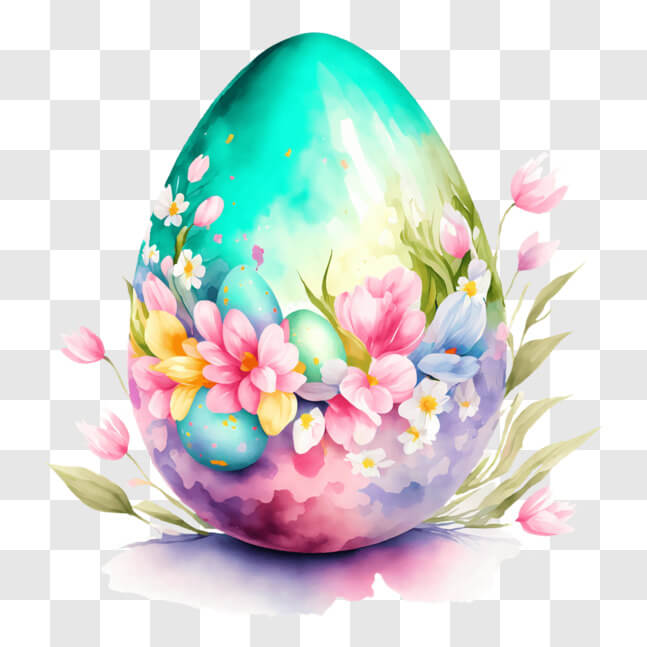 Download Colorful Flower Decorated Easter Egg on Black Background PNGs ...
