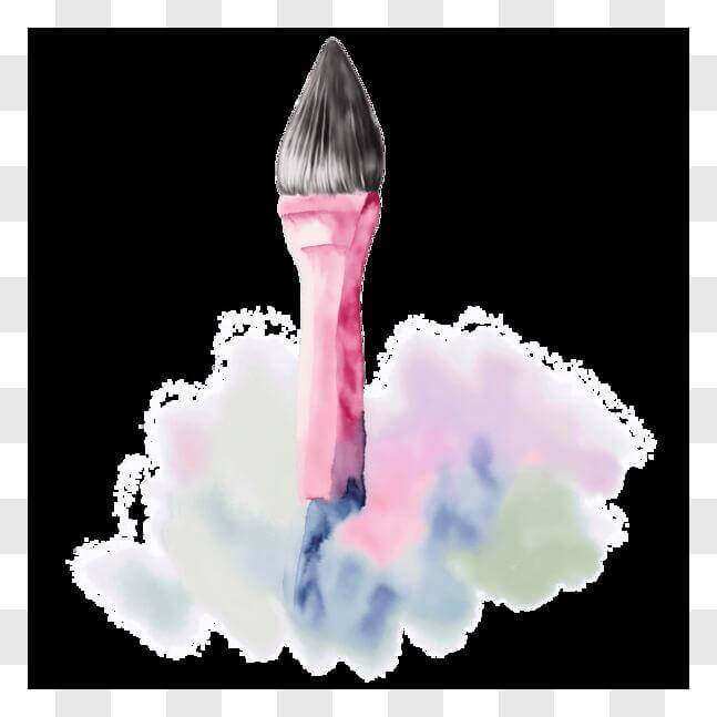 Download Pink Paint Brush Floating on Clouds PNG Online Creative Fabrica