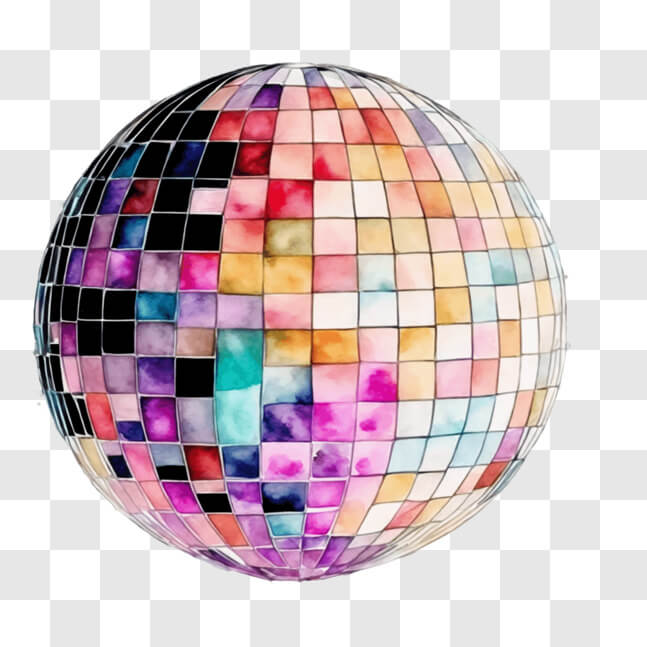 Download Colorful Disco Ball with Multicolored Squares PNGs Online ...
